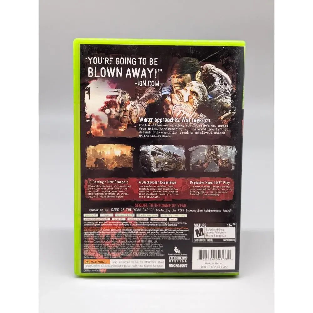 Xbox 360 Gears of War 2 CIB With Flashback Map Pack 5 Free Extra Maps Tested